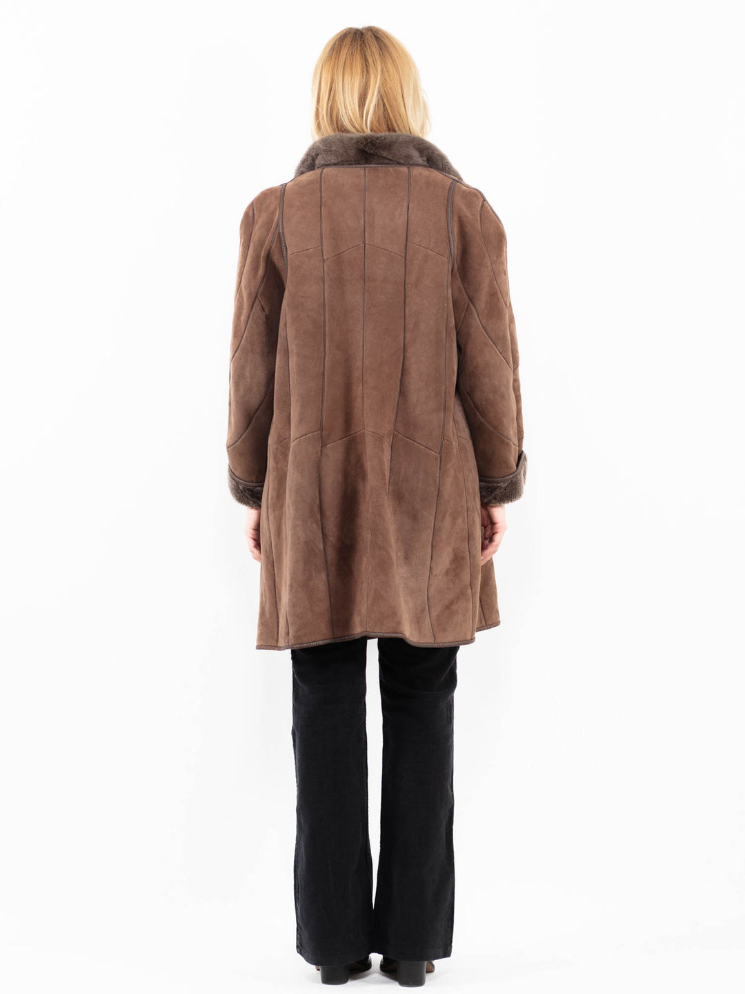 Vintage 80's Women Sheepskin Coat in Brown