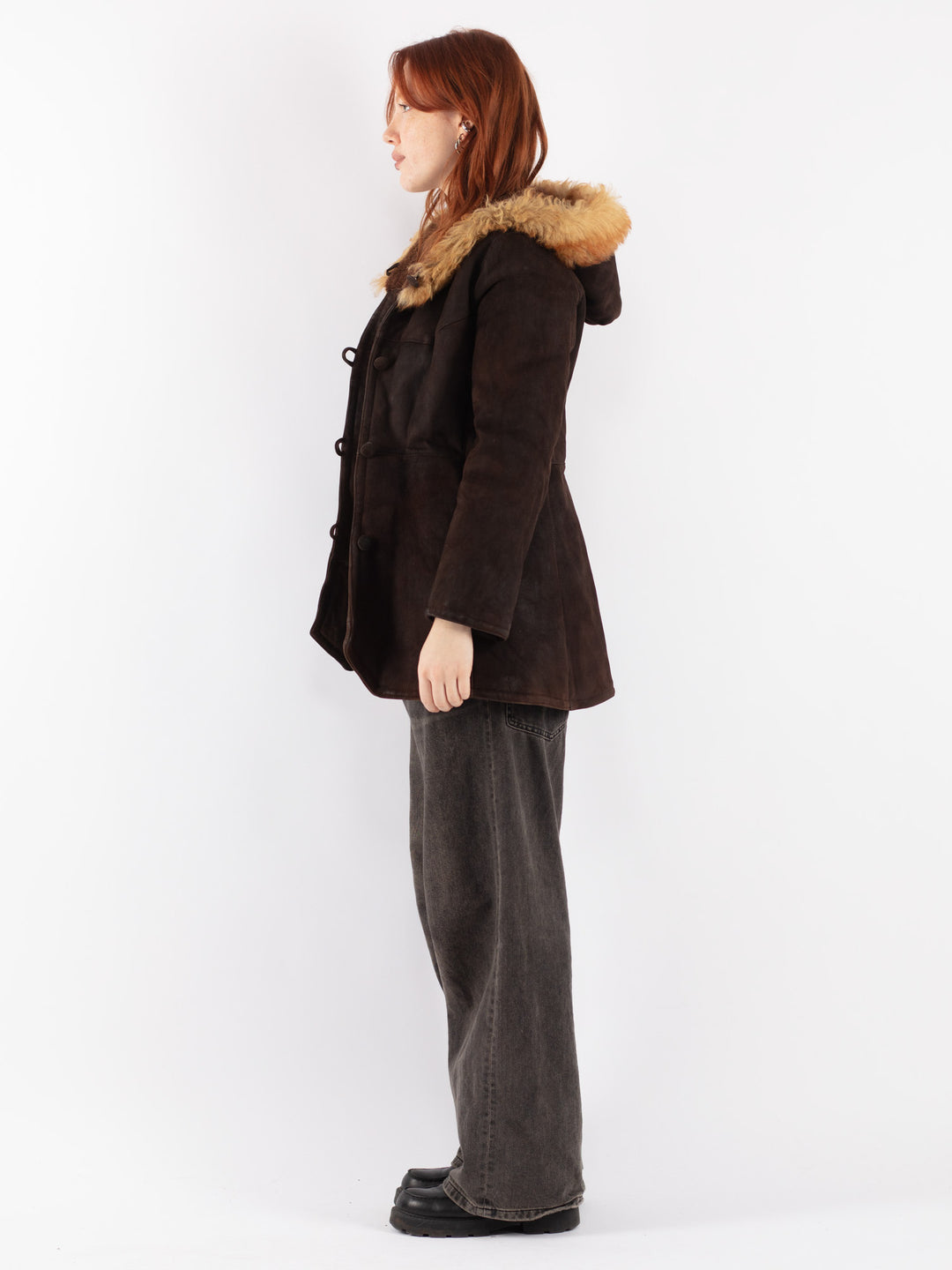 Vintage 70's Women Sheepskin Coat in Brown