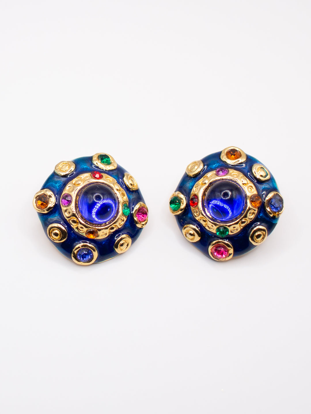 Vintage 80's Clip-on Earrings in Blue