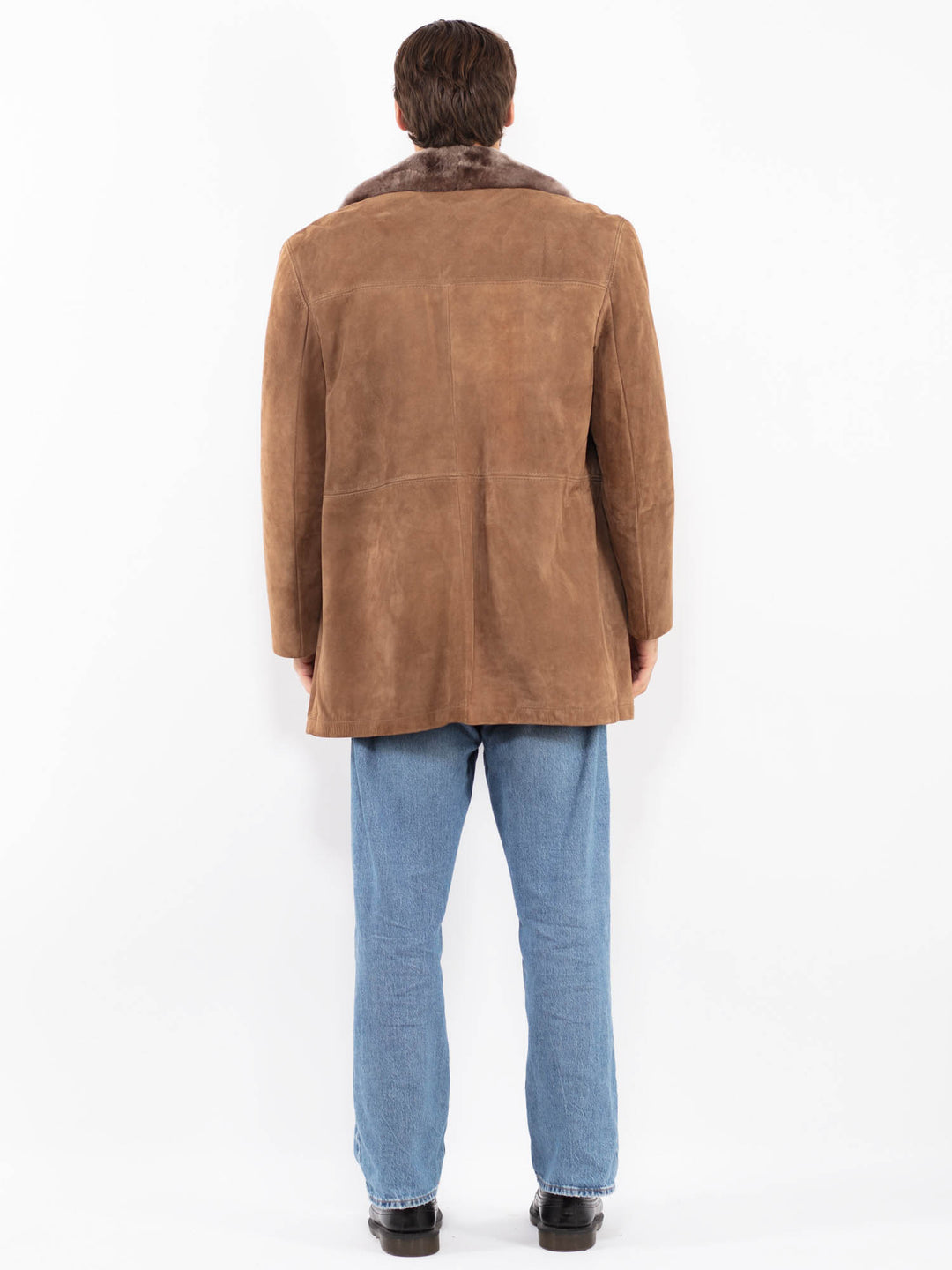 Vintage 70's Men Suede Sherpa Coat in Beige