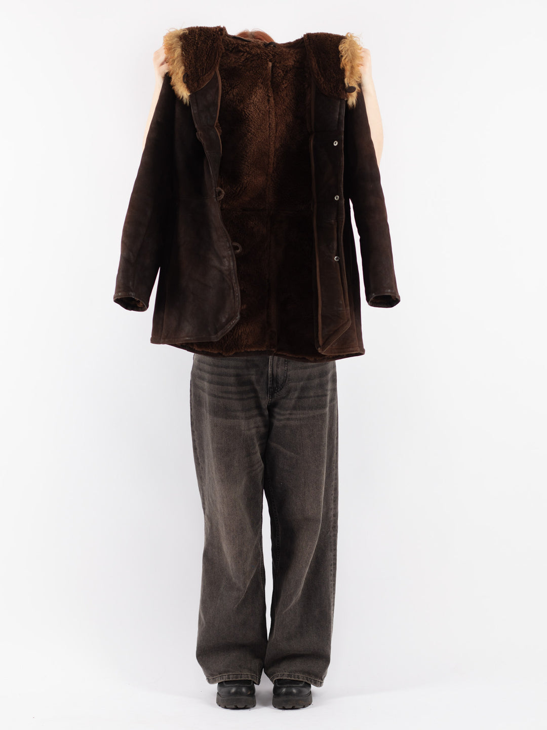 Vintage 70's Women Sheepskin Coat in Brown