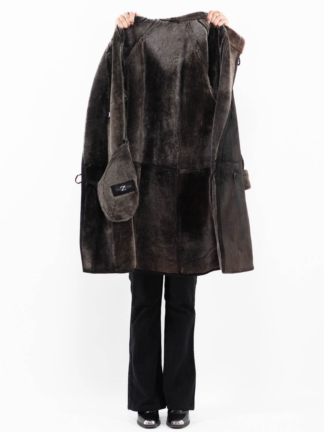Vintage 80's Women Sheepskin Coat in Brown