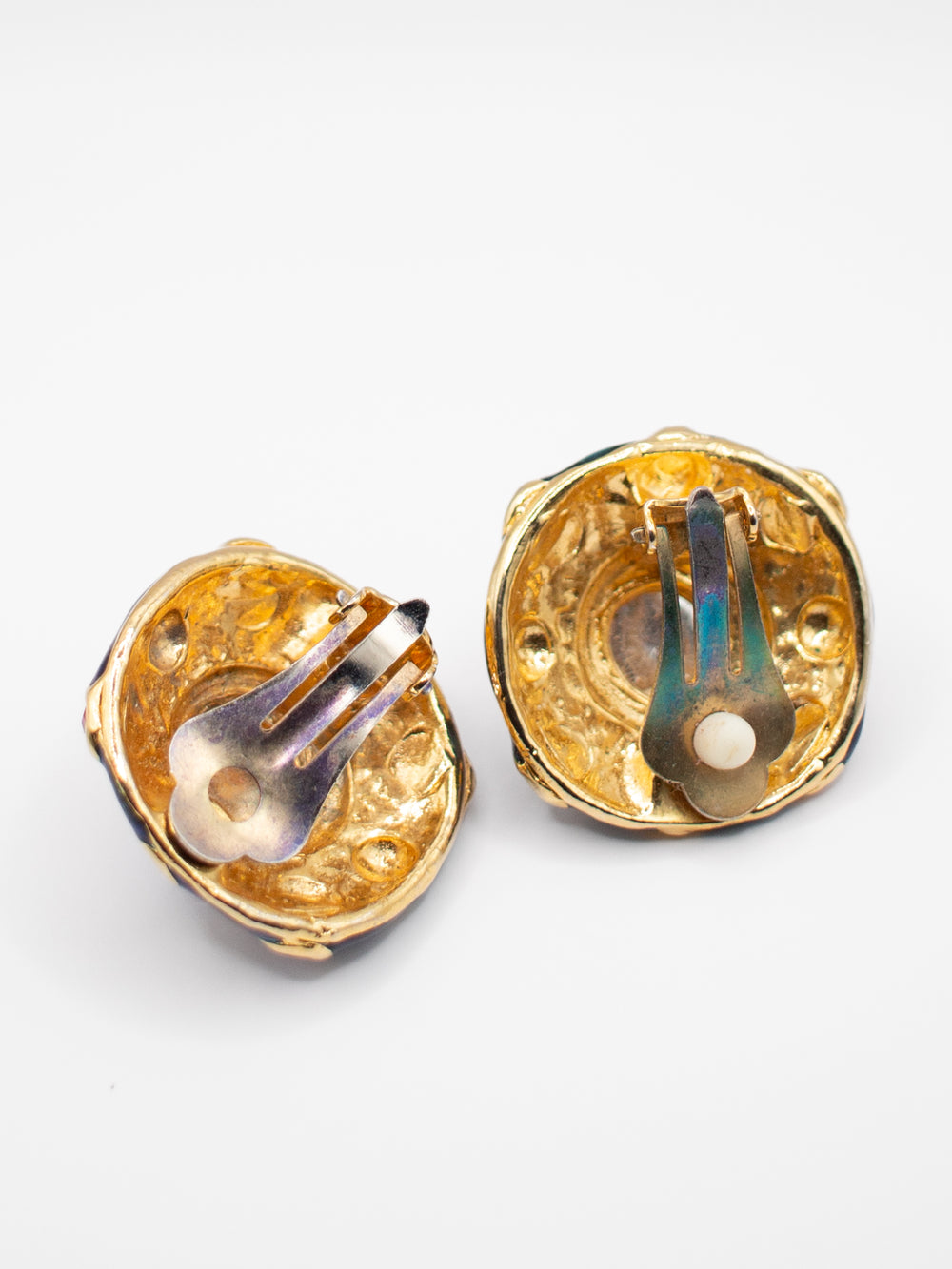 Vintage 80's Clip-on Earrings in Blue