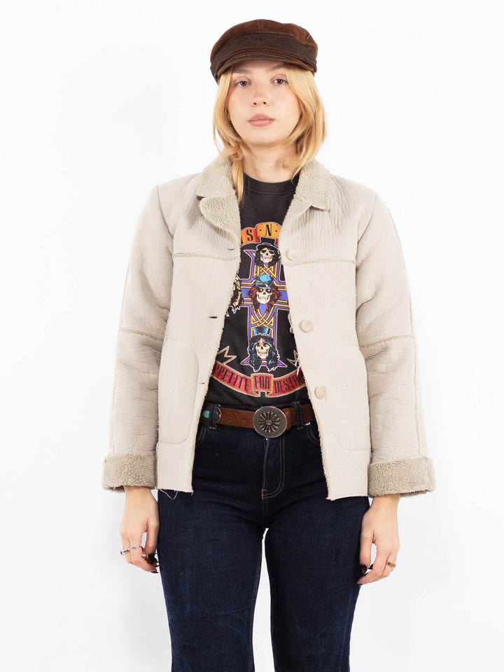 Vintage 90's Women Sherpa Jacket in Gray