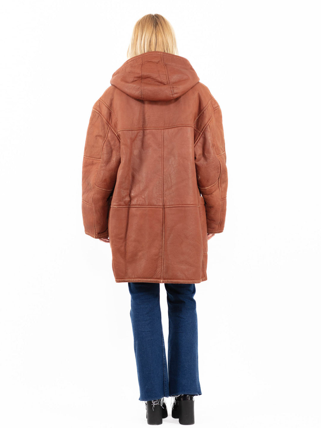 Vintage 90's Women Sheepskin Coat in Brown