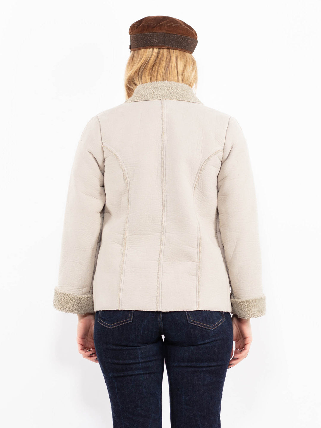 Vintage 90's Women Sherpa Jacket in Gray