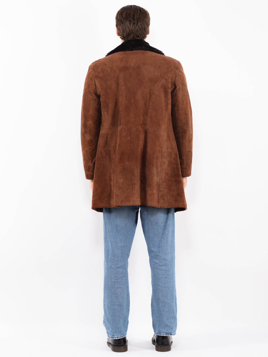 Vintage 70's Men Suede Sherpa Coat in Brown