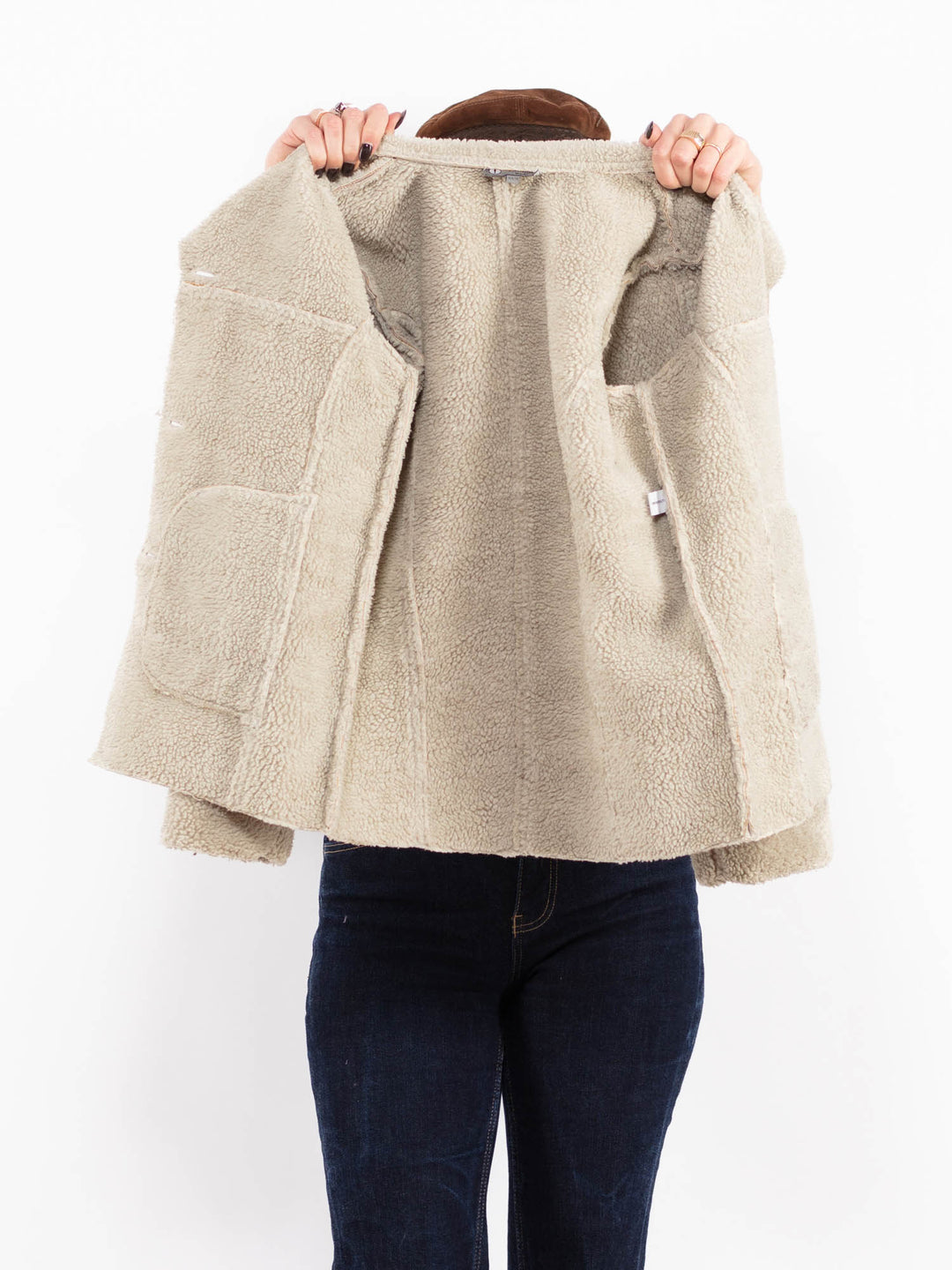 Vintage 90's Women Sherpa Jacket in Gray