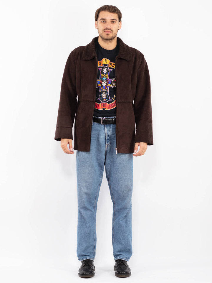 Vintage 00's Men Sherpa Bomber Jacket in Brown