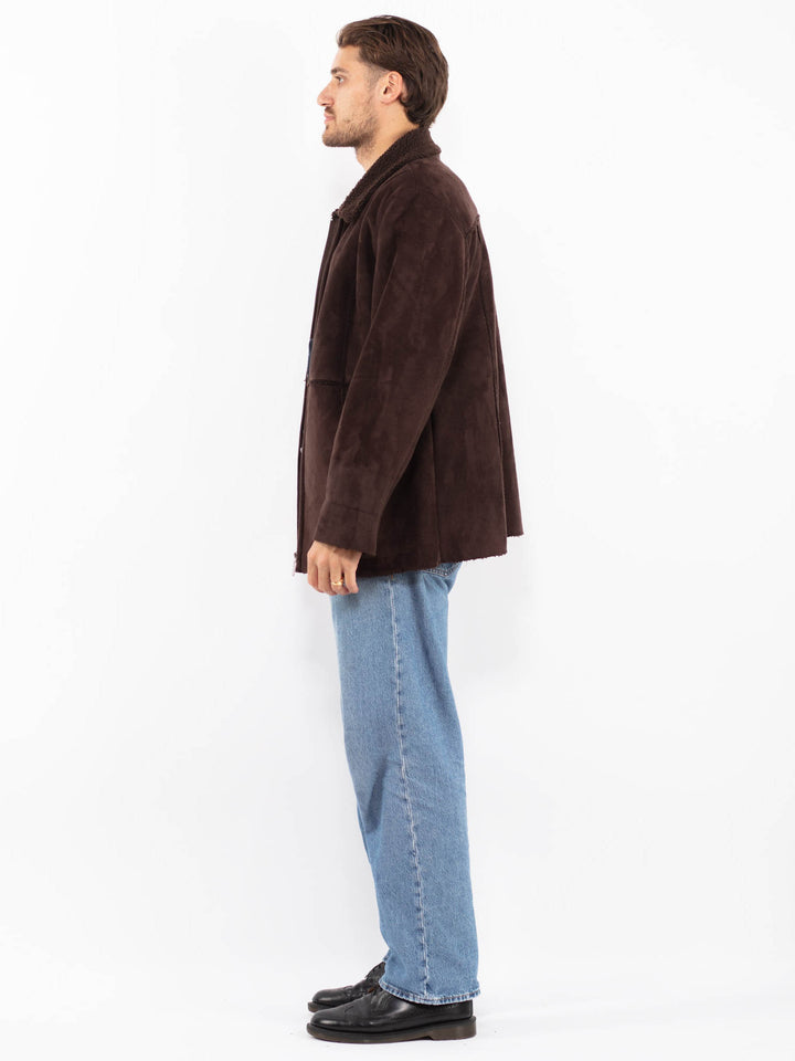 Vintage 00's Men Sherpa Bomber Jacket in Brown