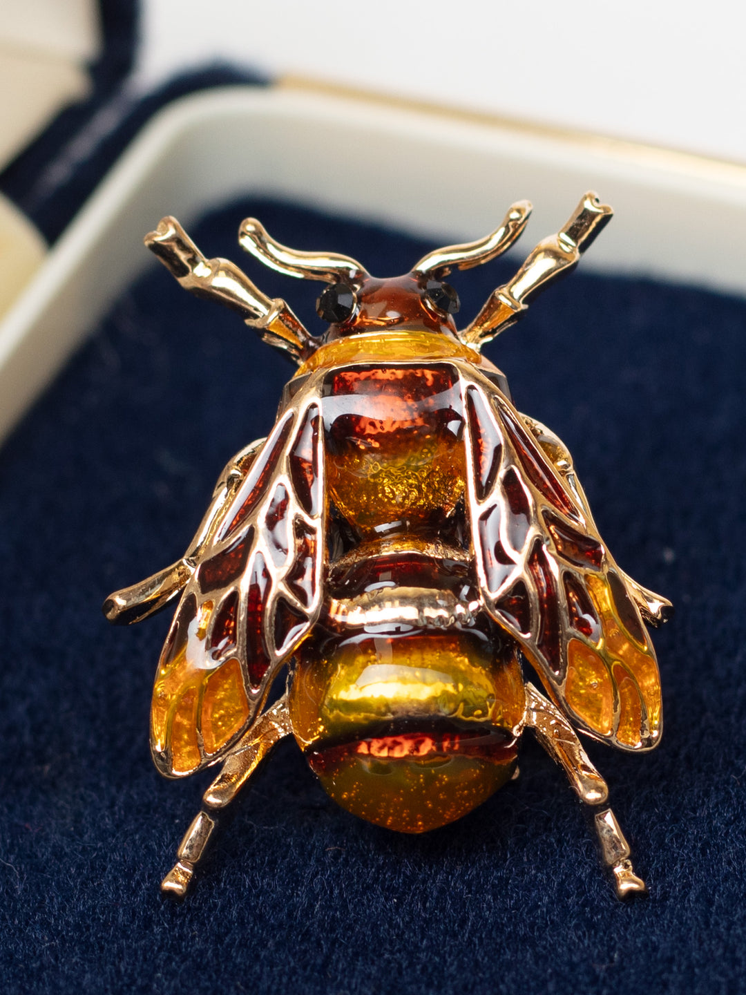 Vintage 90's Bee Brooch with Amber and Brown Wings