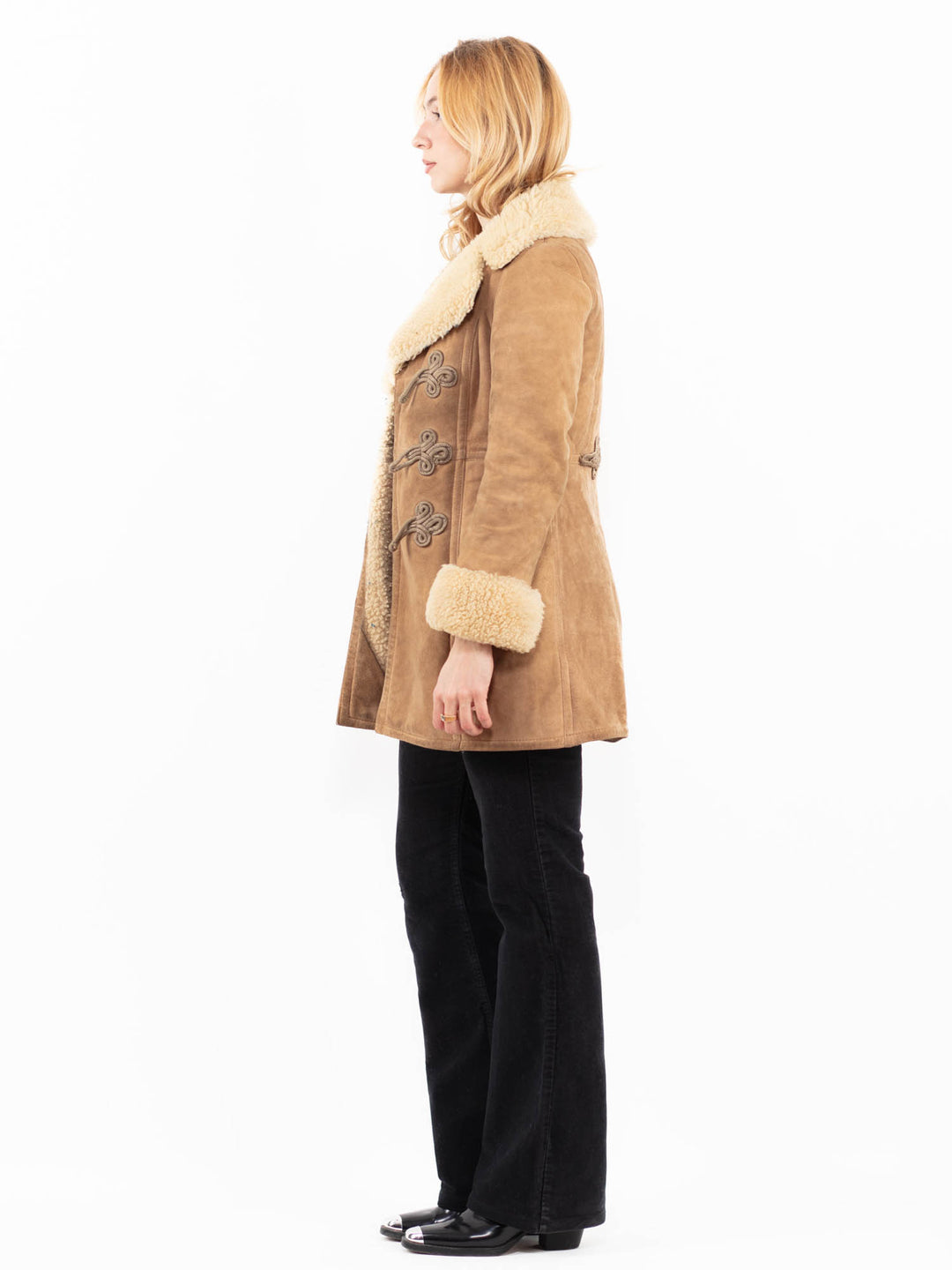 Vintage 70's Women Sheepskin Coat in Beige