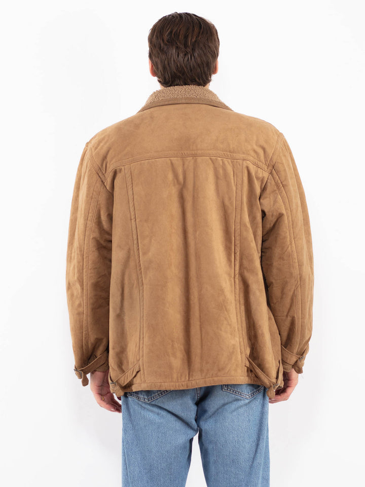 Vintage 90's Men Sherpa Lined Jacket in Light Brown