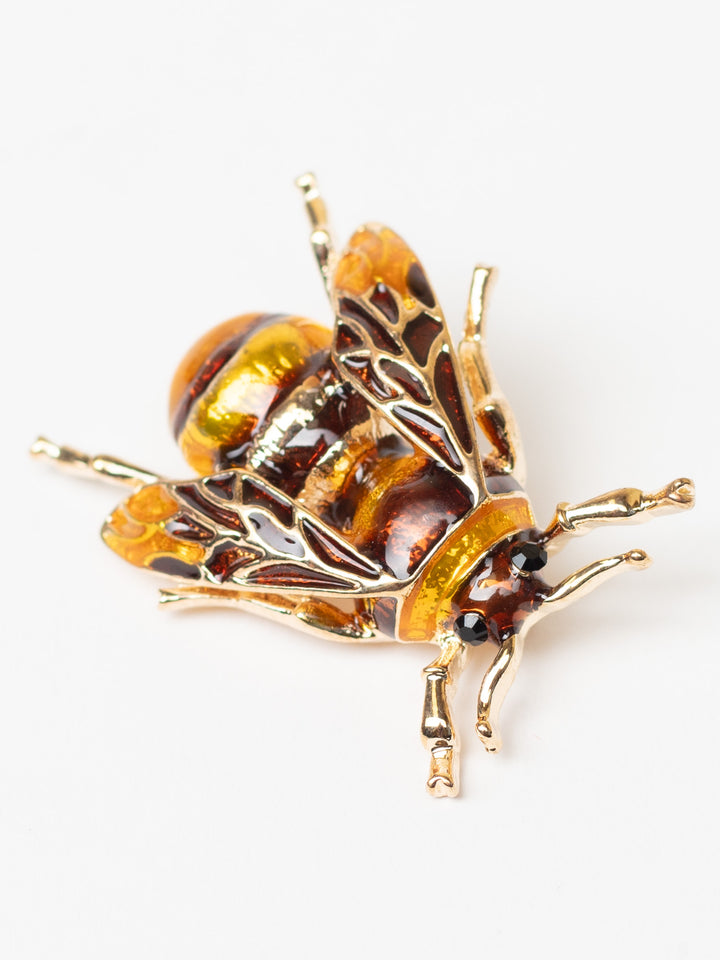 Vintage 90's Bee Brooch with Amber and Brown Wings