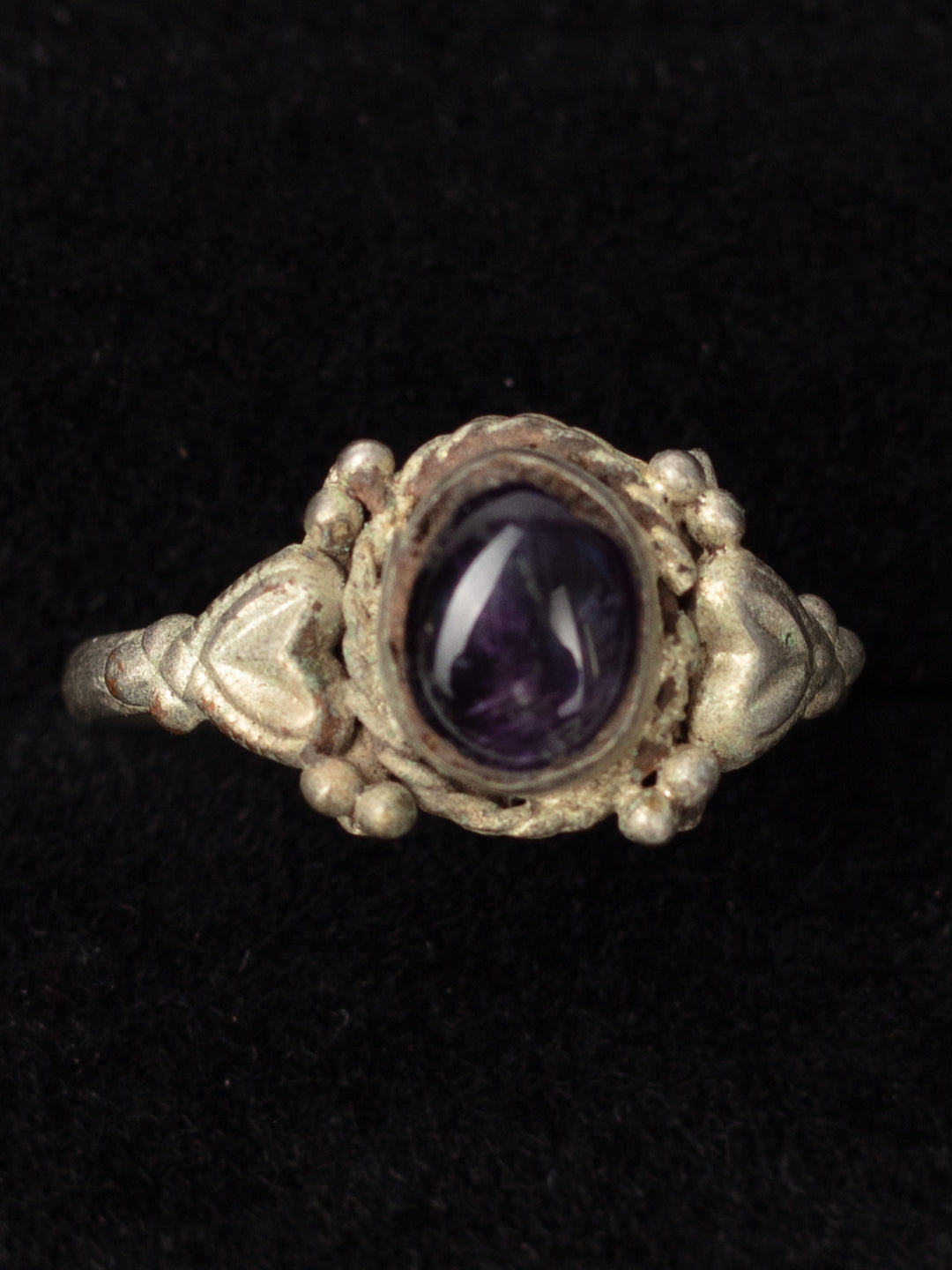 Vintage 70's Amethyst Glass Statement Ring