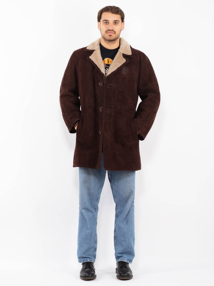 Vintage 70's Men Sheepskin Coat in Brown