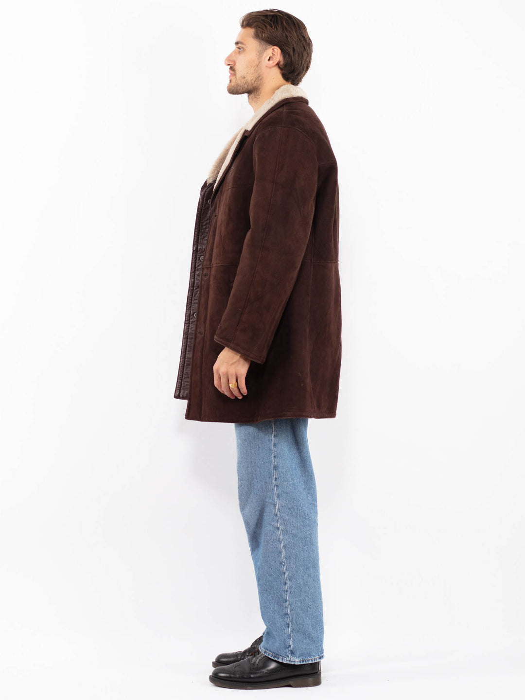 Vintage 70's Men Sheepskin Coat in Brown