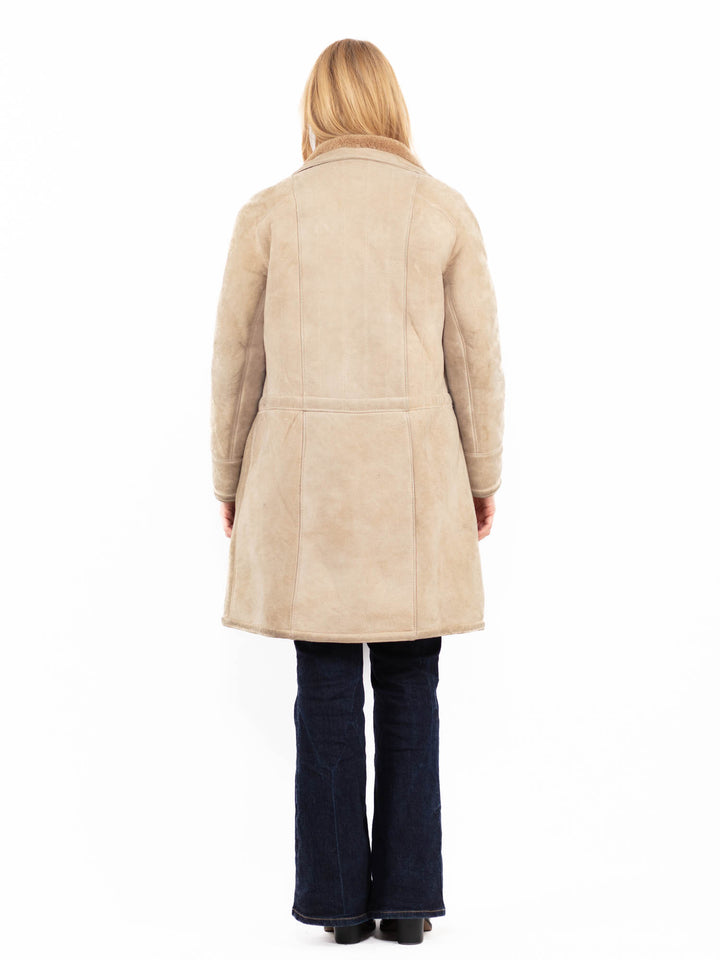 Vintage 70's Women Sheepskin Coat in Beige