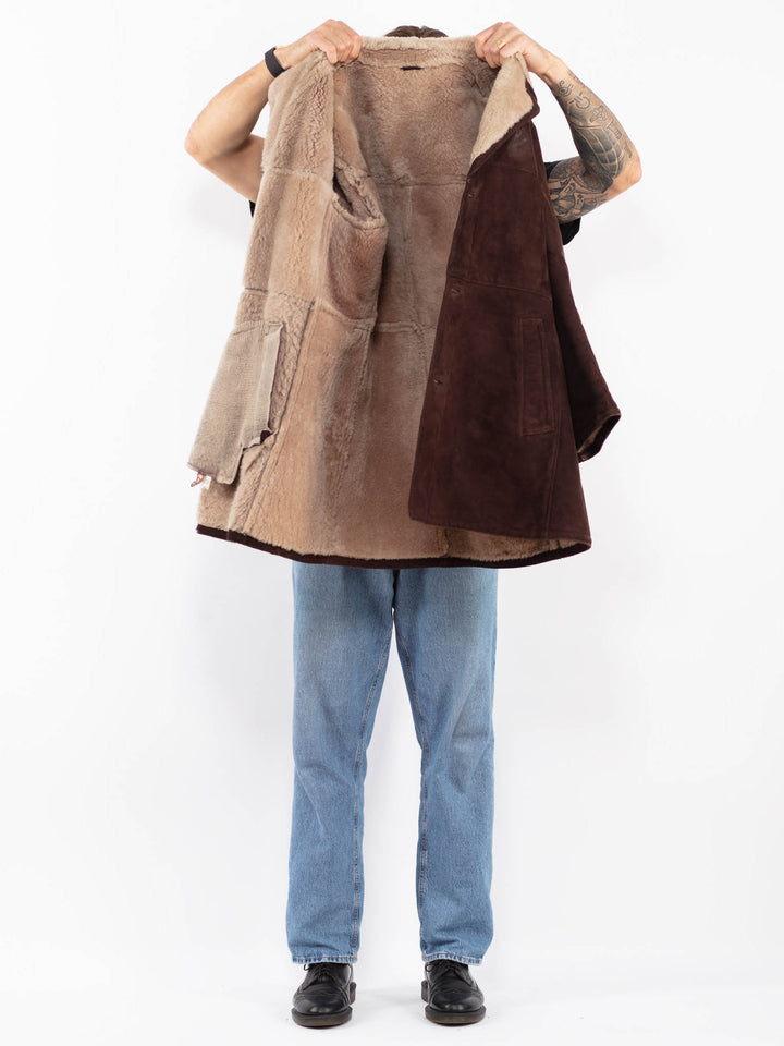 Vintage 70's Men Sheepskin Coat in Brown