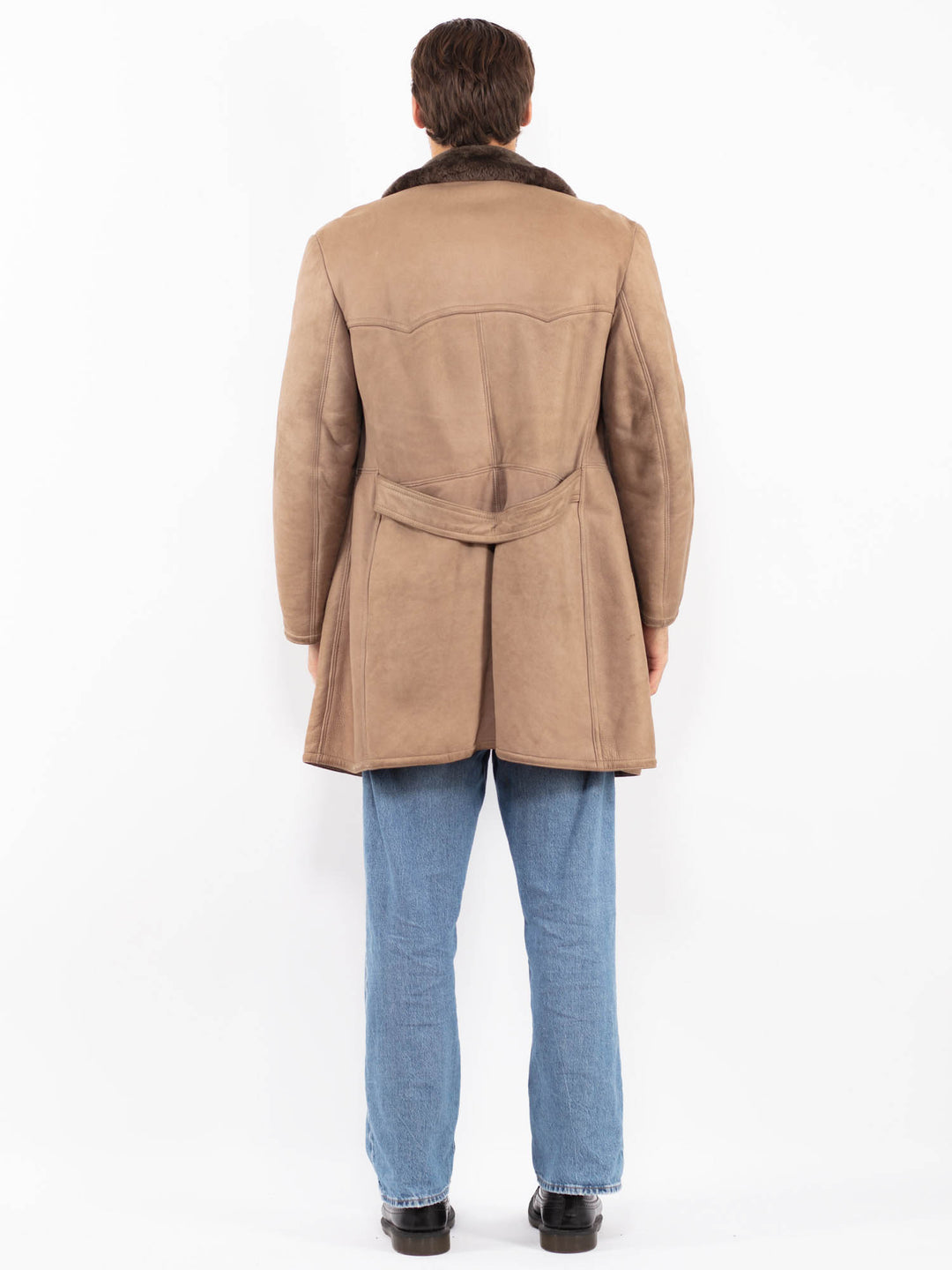 Vintage 70's Men Sheepskin Coat in Beige