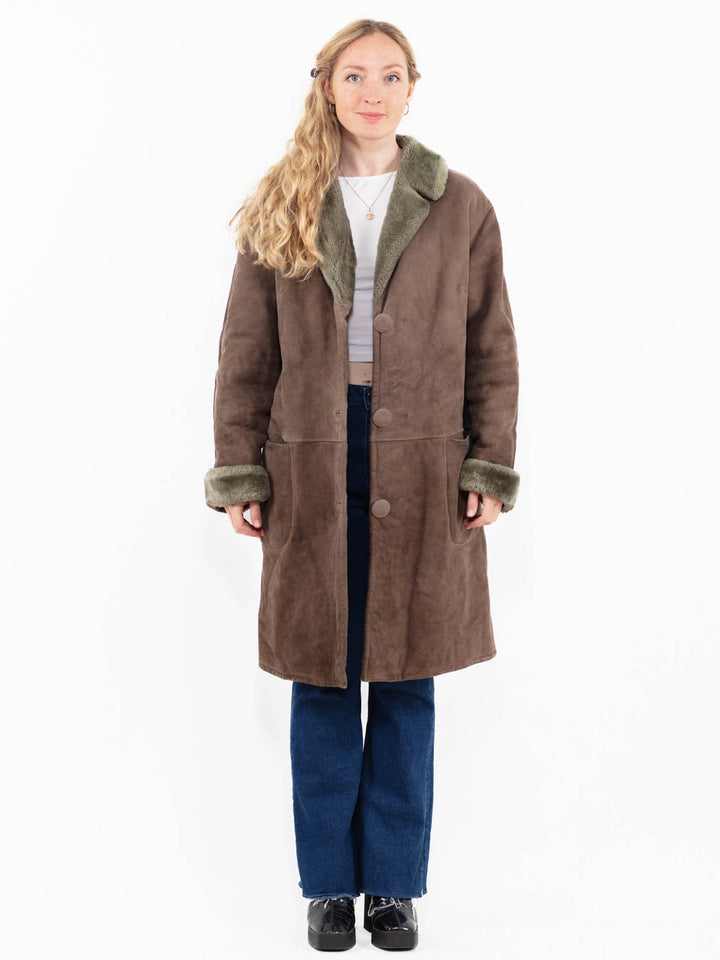 Vintage 70's Women Sheepskin Coat in Brown