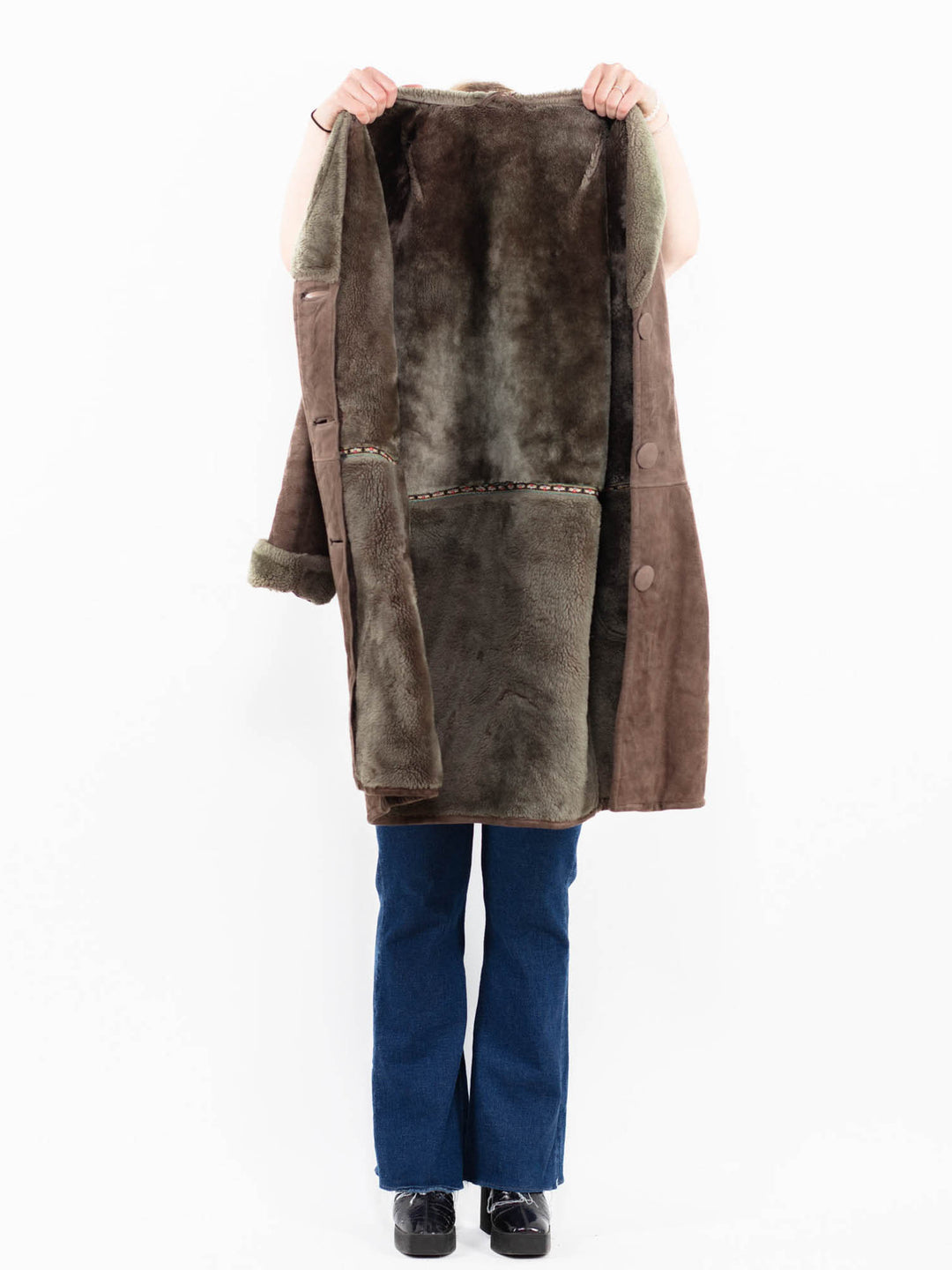 Vintage 70's Women Sheepskin Coat in Brown