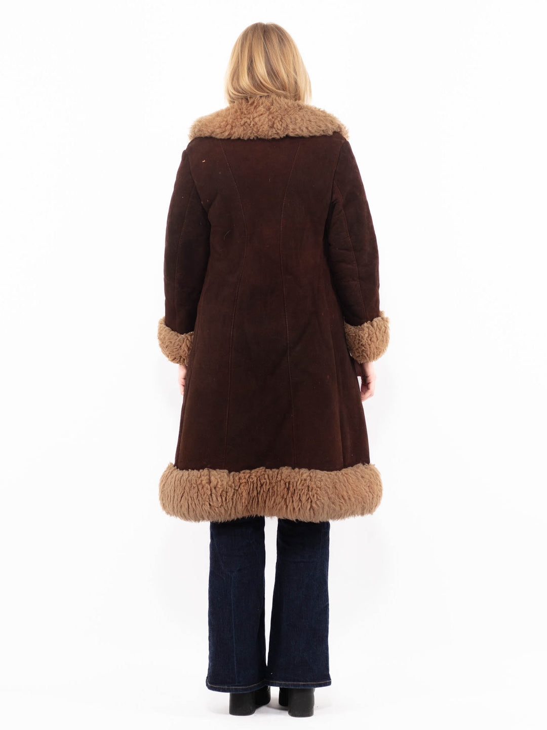 Vintage 70's Women Sheepskin Coat in Brown