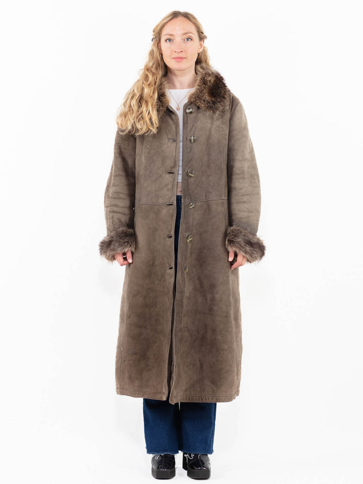 Vintage 80's Women Sheepskin Coat in Beige