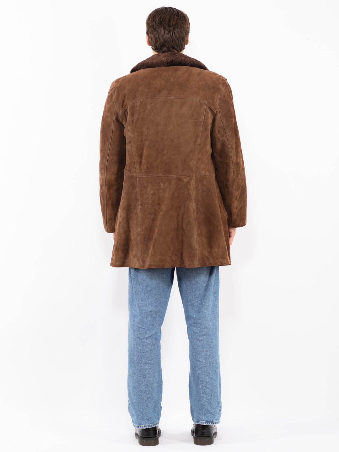 Vintage 70's Men Suede Sherpa Coat in Brown