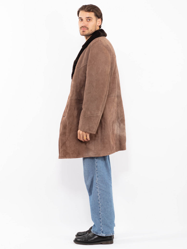 Vintage 70's Men Sheepskin Coat in Brown