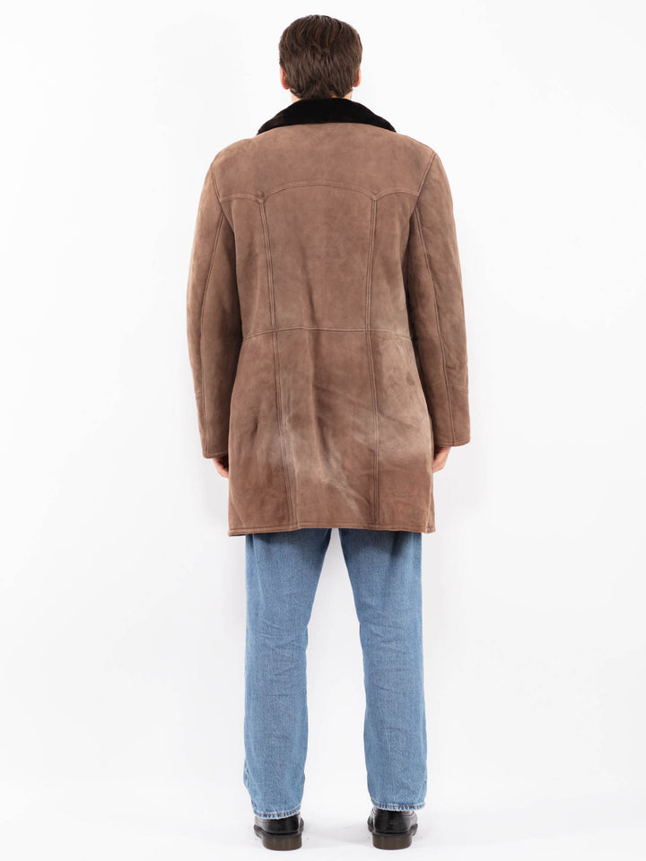 Vintage 70's Men Sheepskin Coat in Brown