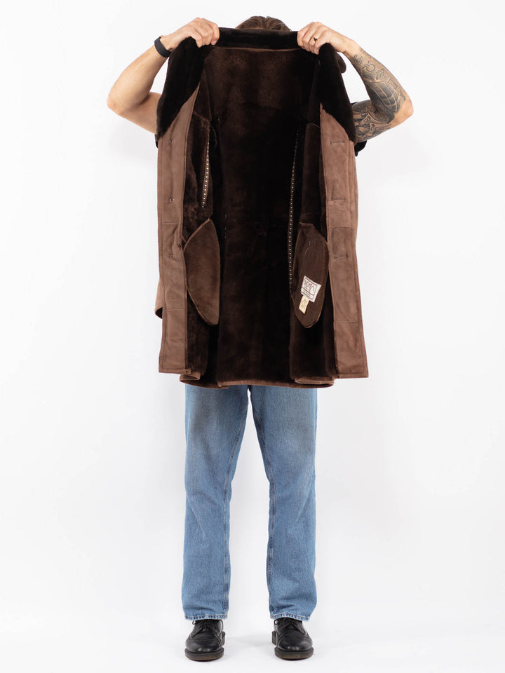 Vintage 70's Men Sheepskin Coat in Brown