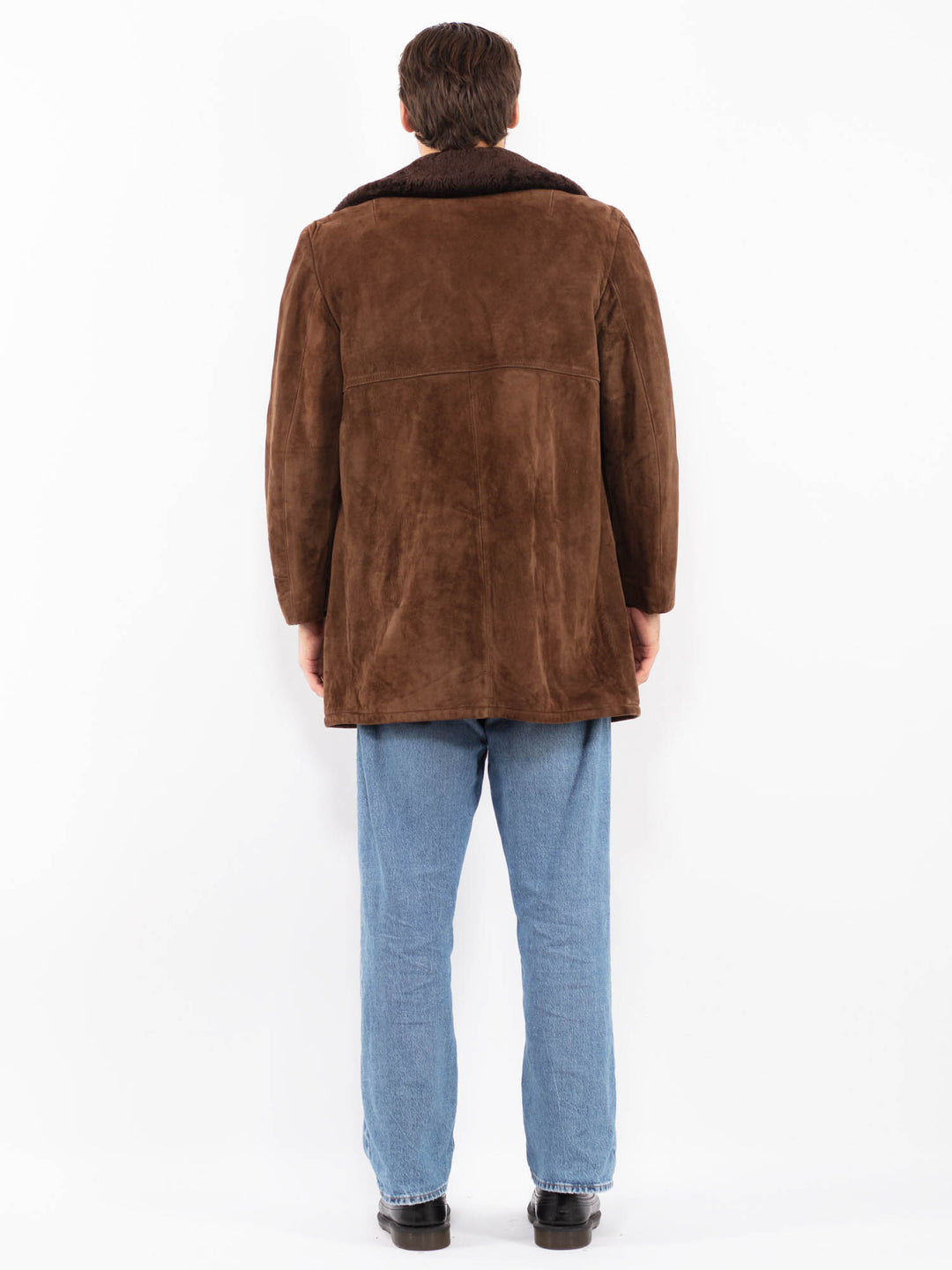 Vintage 70's Men Suede Sherpa Coat in Brown