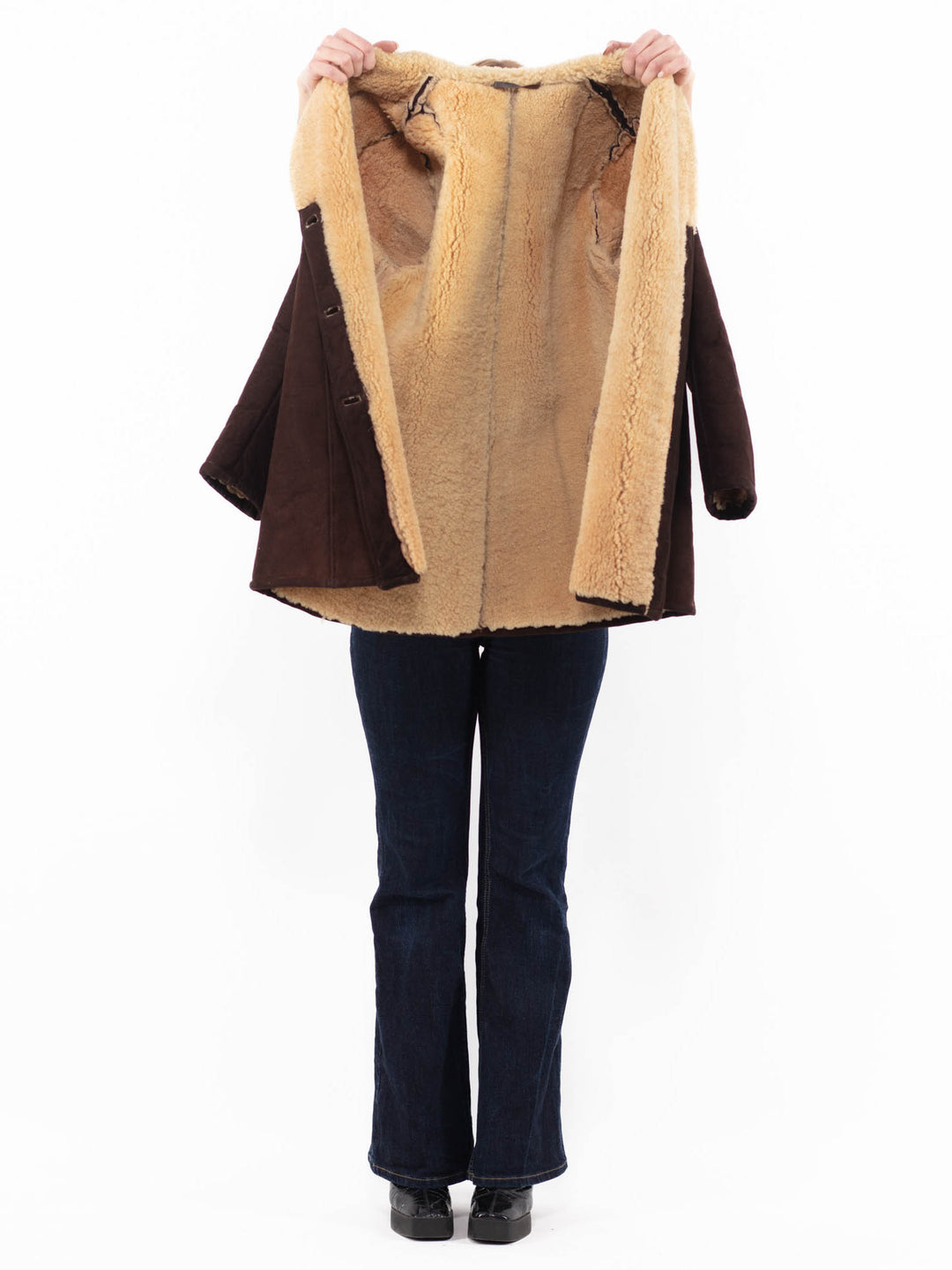 Vintage 70's Women Sheepskin Coat in Brown
