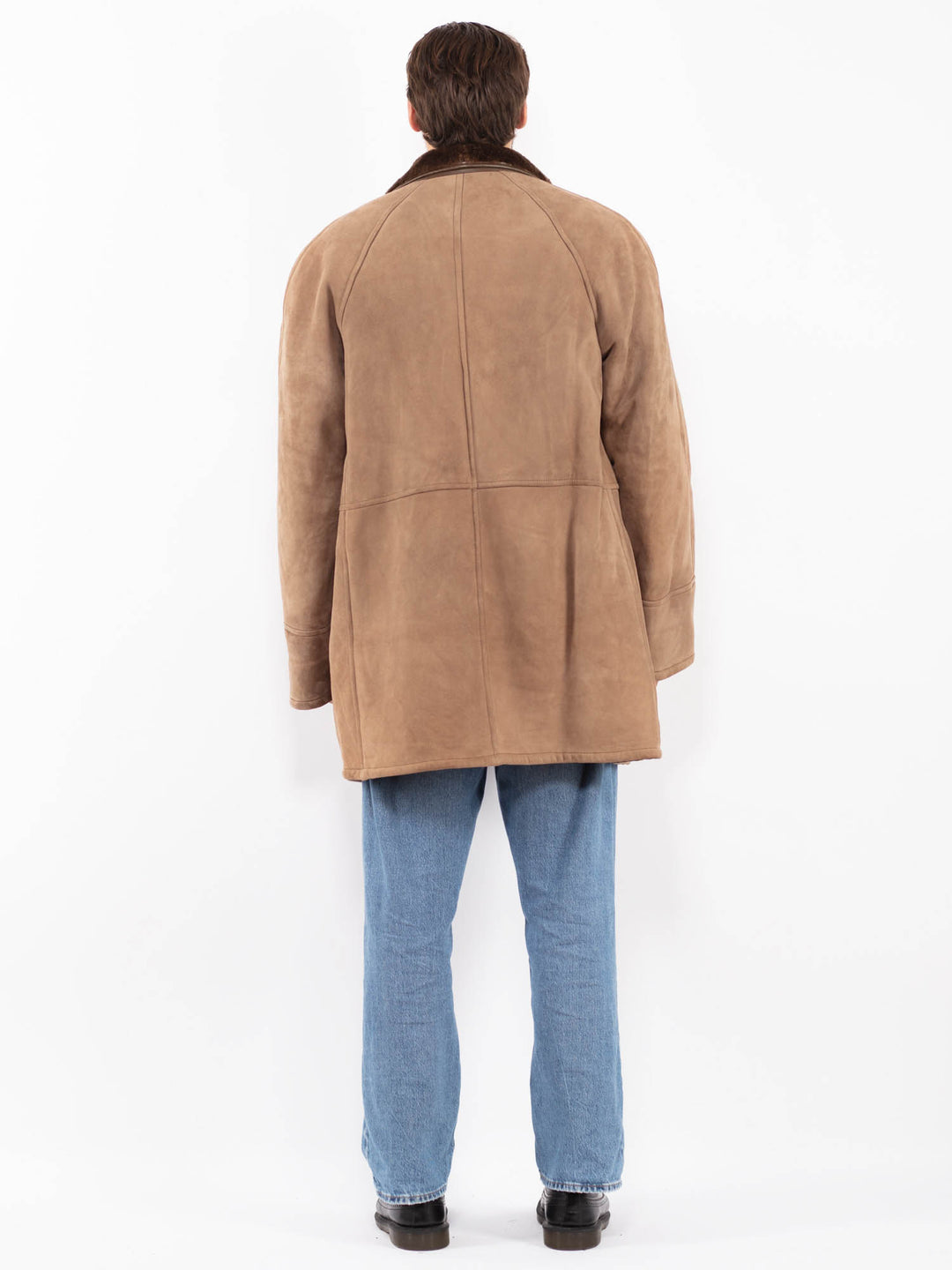 Vintage 80's Men Sheepskin Coat in Brown