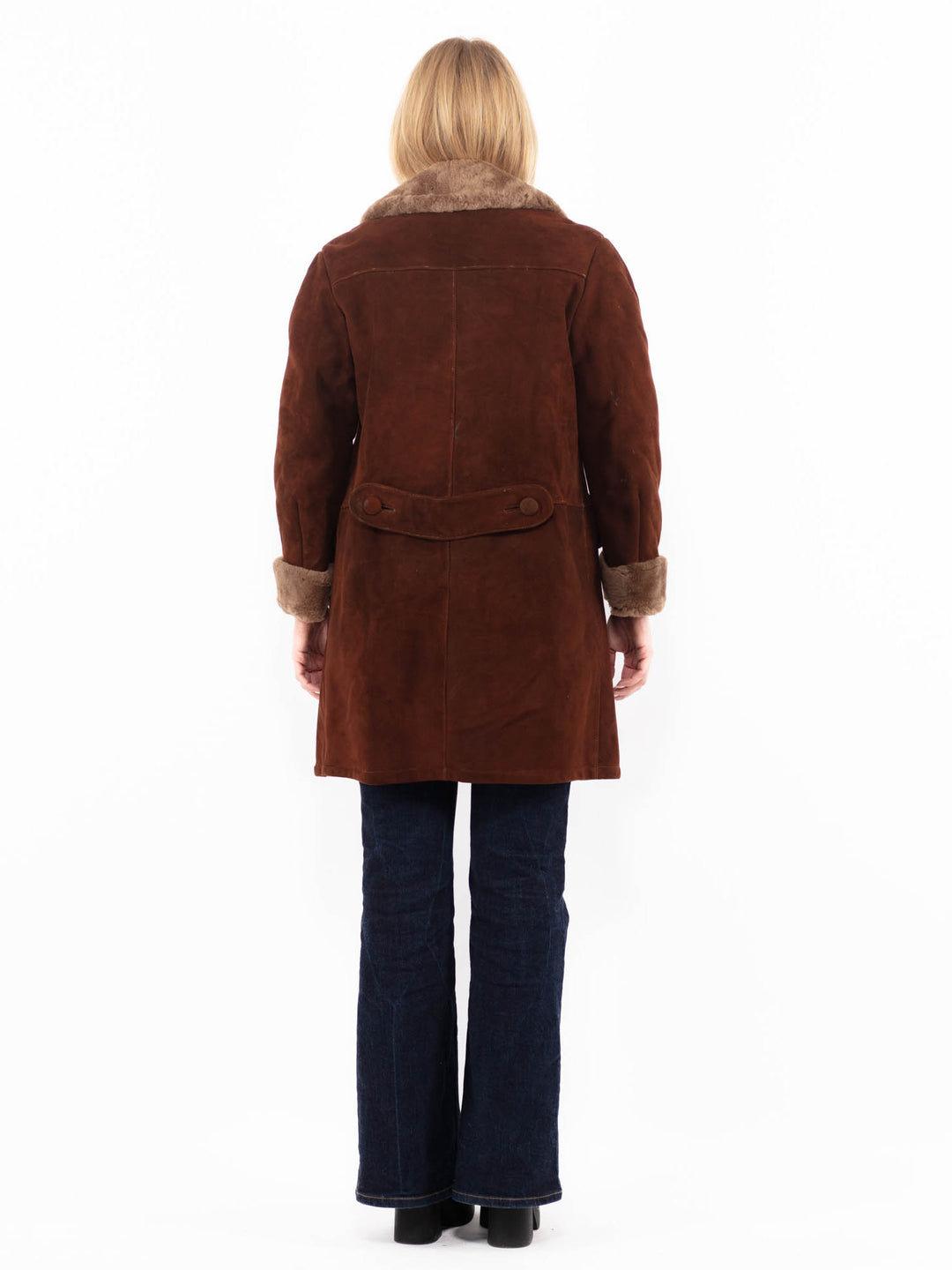 Vintage 70's Women Sheepskin Coat in Brown