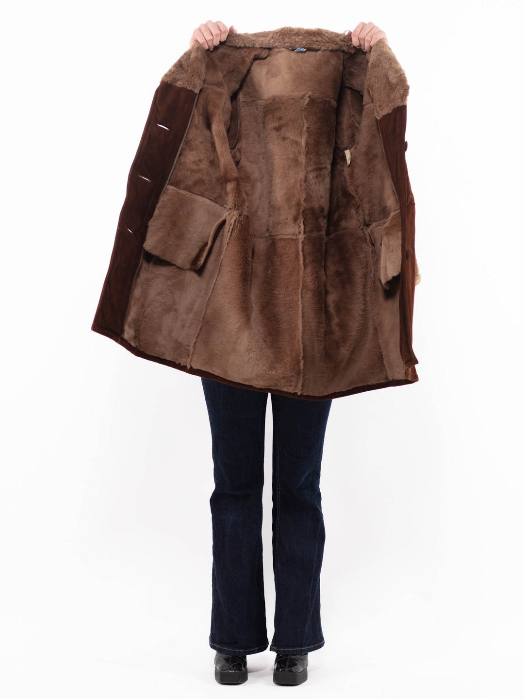 Vintage 70's Women Sheepskin Coat in Brown