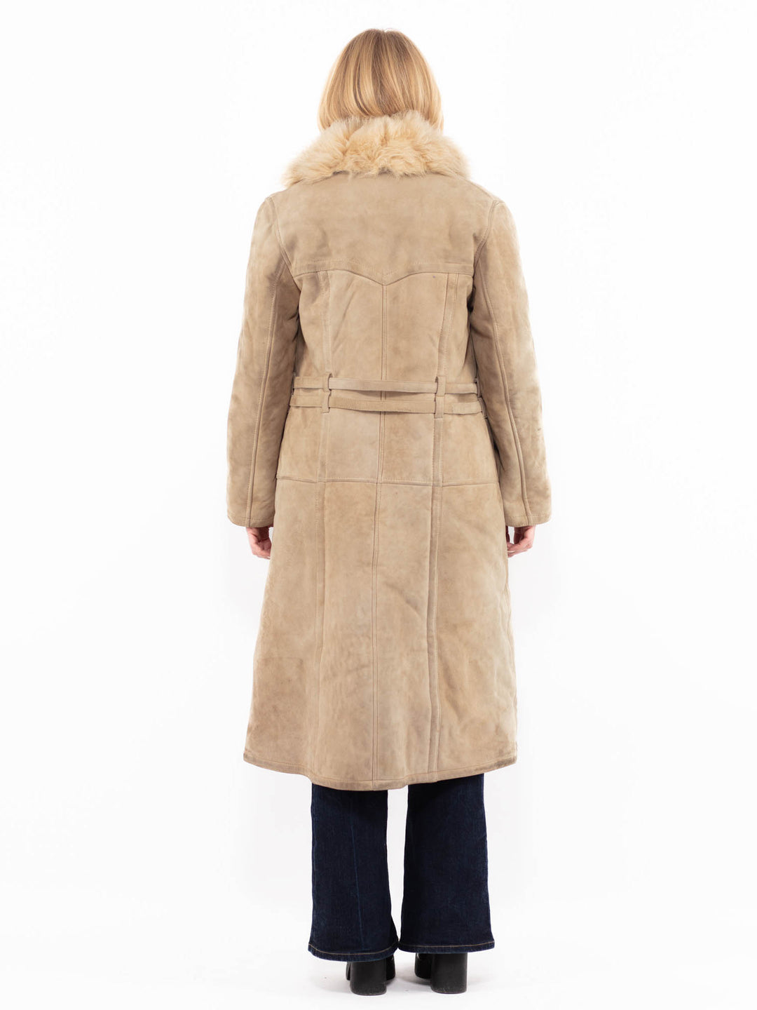Vintage 70's Women Sheepskin Coat in Beige