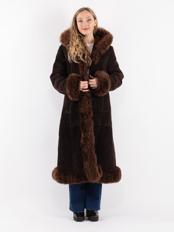 Vintage 70's Women Sheepskin Coat in Brown