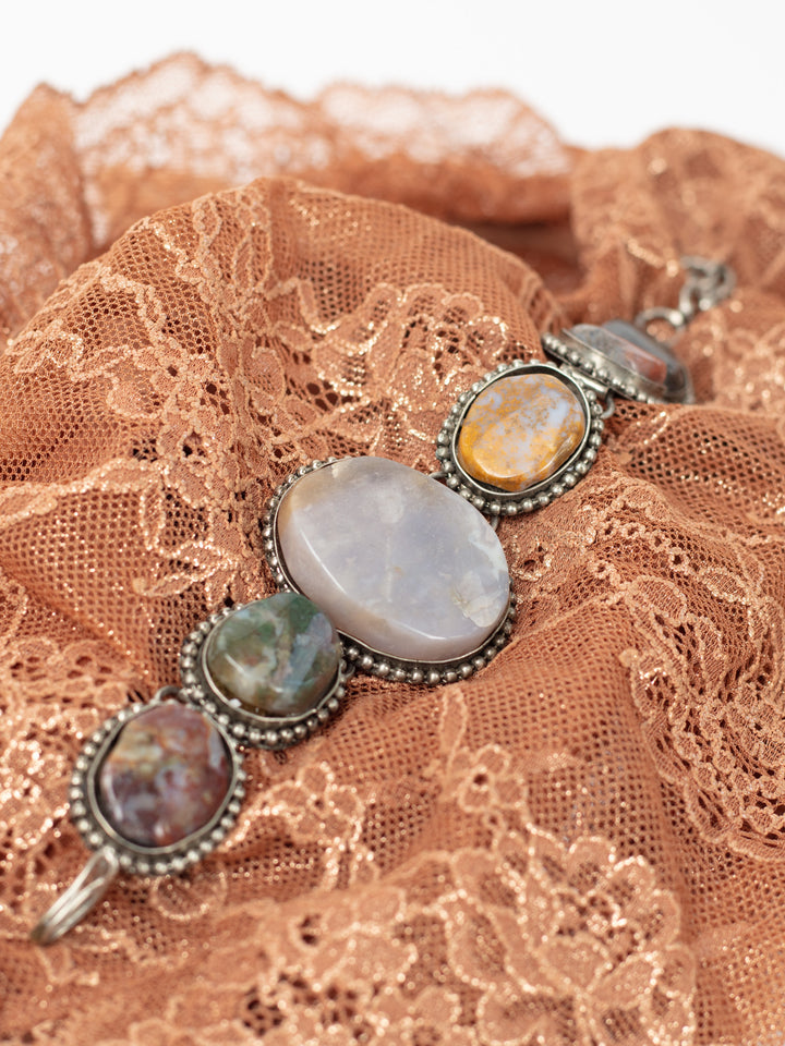 Vintage 70's Multi-Stone Boho Panel Bracelet