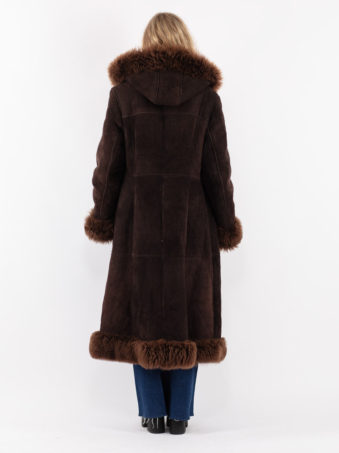 Vintage 70's Women Sheepskin Coat in Brown