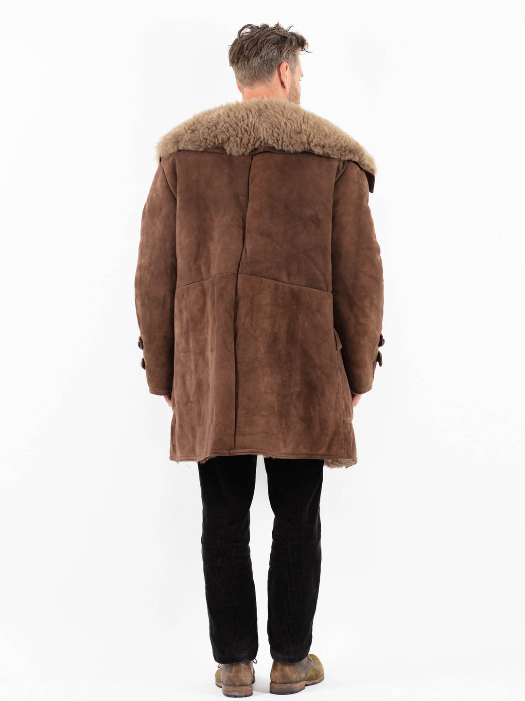 Vintage 70's Men Sheepskin Coat in Brown