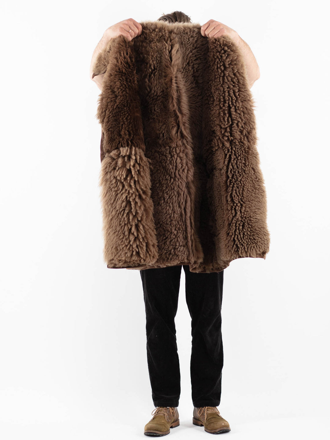 Vintage 70's Men Sheepskin Coat in Brown