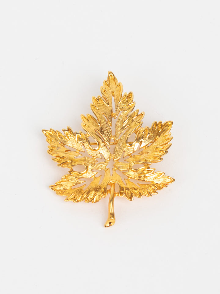 Vintage 60s Maple Leaf Brooch with Textured Finish