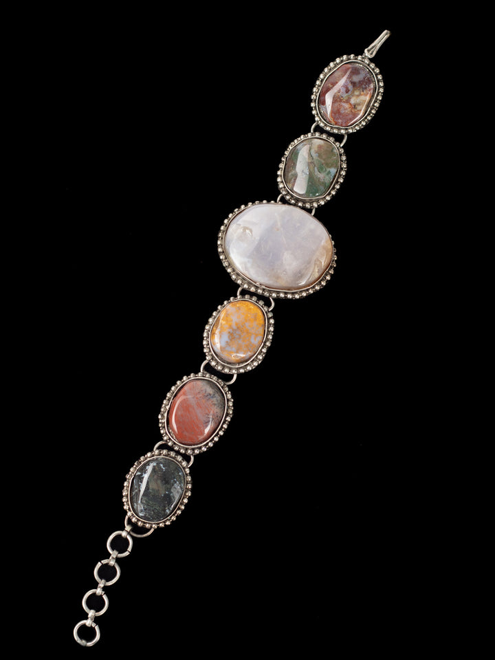 Vintage 70's Multi-Stone Boho Panel Bracelet