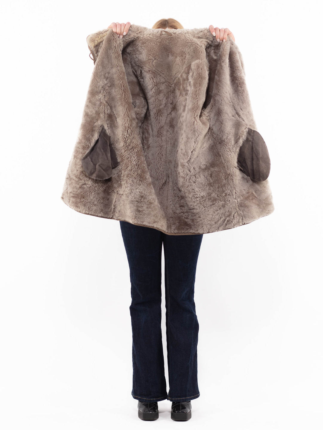 Vintage 80's Women Sheepskin Coat in Beige