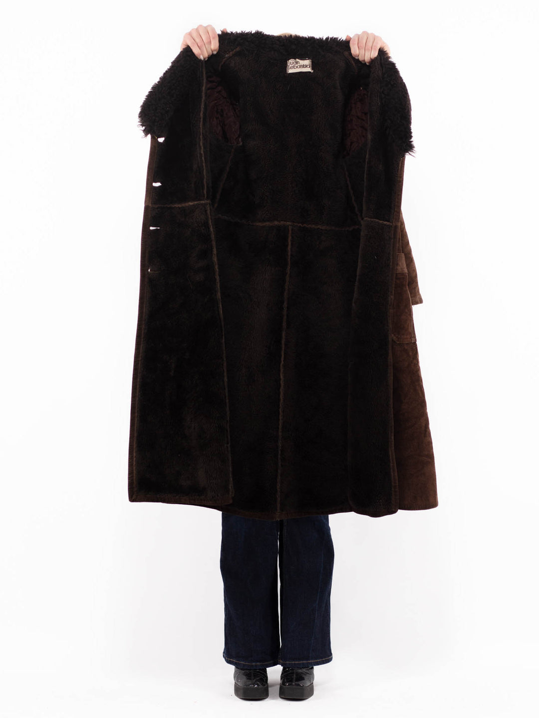 Vintage 70's Women Sheepskin Coat in Brown