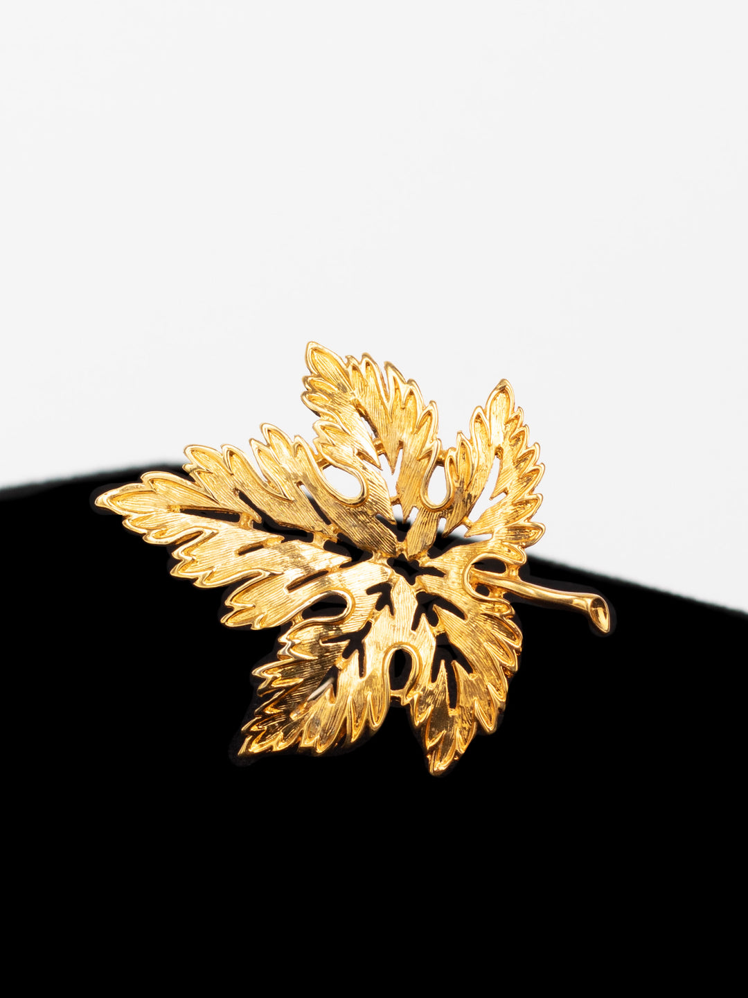 Vintage 60s Maple Leaf Brooch with Textured Finish