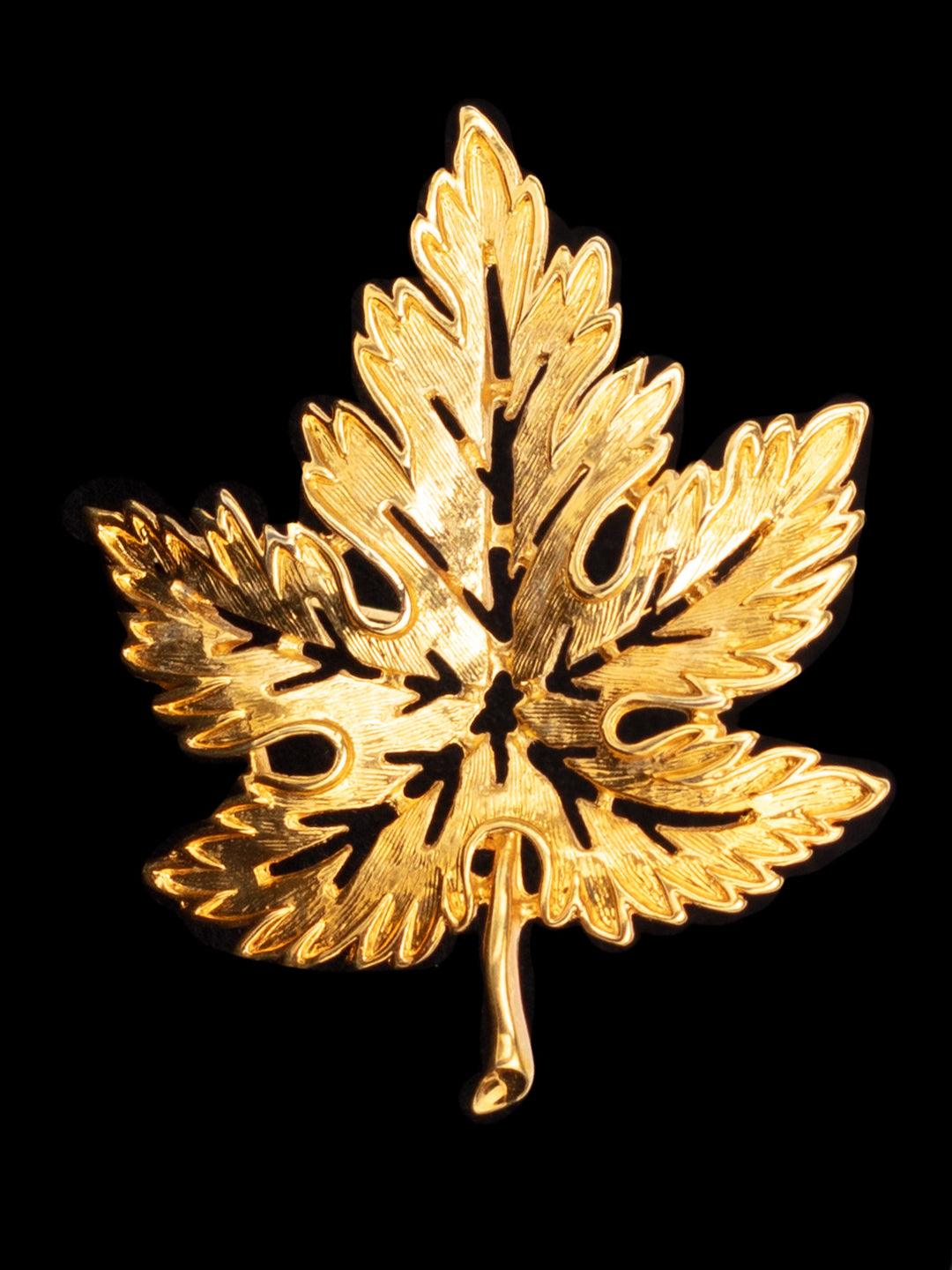 Vintage 60s Maple Leaf Brooch with Textured Finish