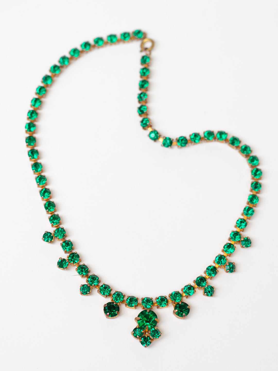 Vintage 50's Emerald Green Rhinestone Necklace
